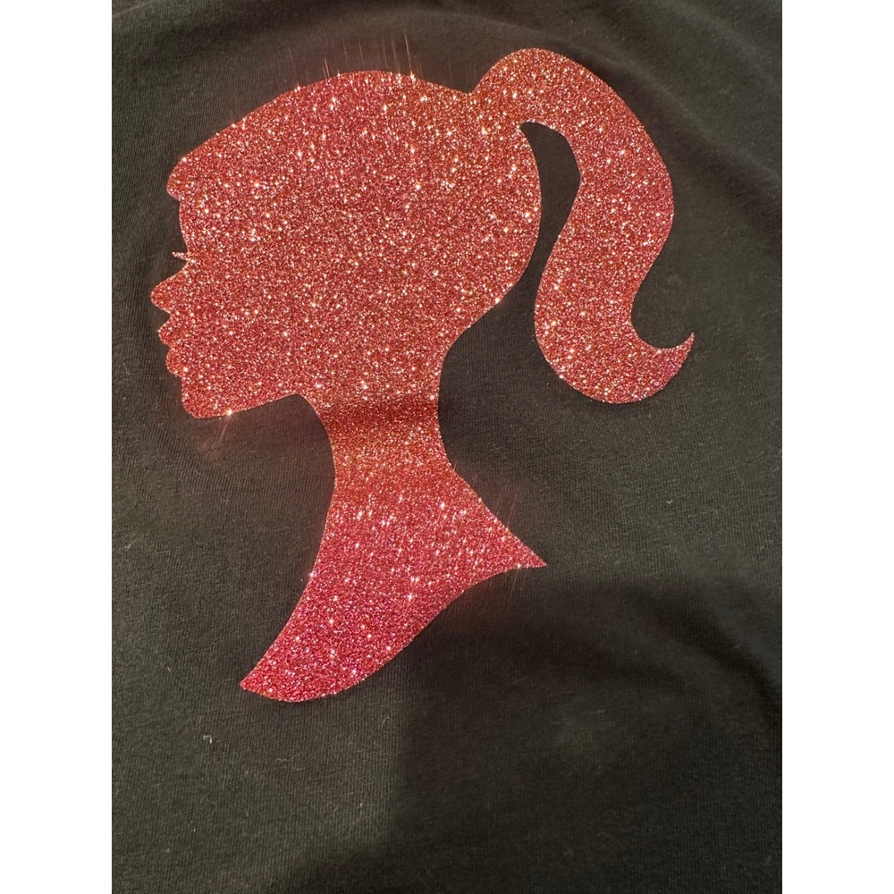 Make Market Black Cotton Tank Top Pink Glitter Silhouette Graphic Womens Medium - Picture 4 of 6